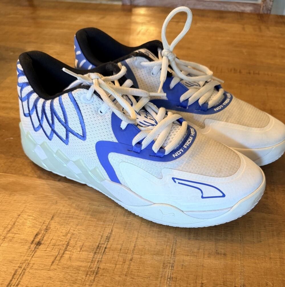 Men’s 10.5 Puma MB.01 Lo Team Colors - White Bluemazing